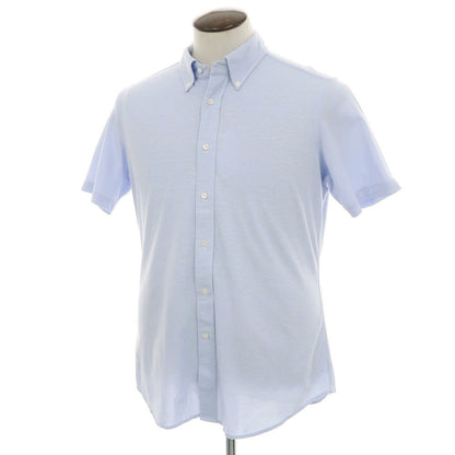 【中古】メイカーズシャツ カマクラ Makers Shirt 鎌倉 コットンポリエステルリネン 鹿の子 ボタンダウン 半袖シャツ ライトブルー【 XL 】【 状態ランクC 】【 メンズ 】