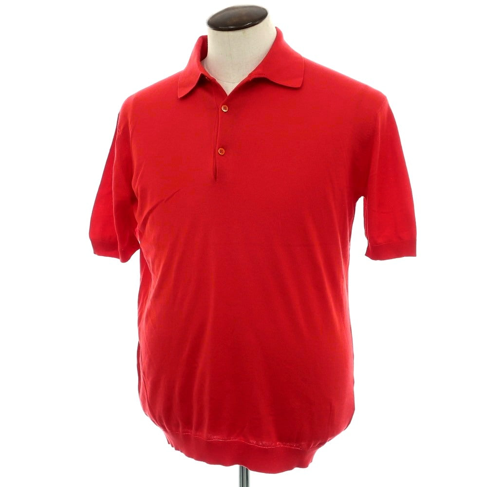 【中古】ジョンスメドレー JOHN SMEDLEY ハイゲージ コットン 半袖 ポロニット レッド【 L 】【 状態ランクB 】【 メンズ 】