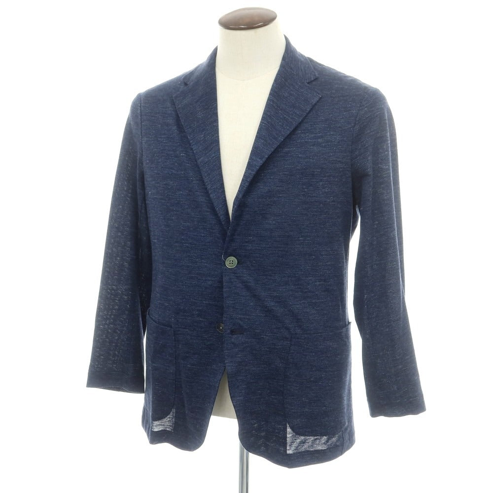 【中古】アクアスキュータム Aquascutum リネンコットンジャージー カジュアルジャケット ネイビー【 L 】【 状態ランクB 】【 メンズ 】
