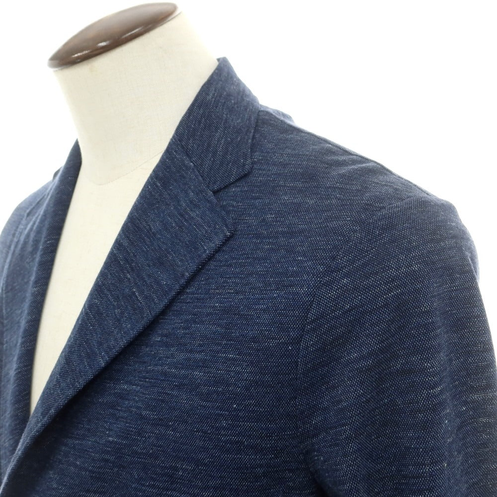 【中古】アクアスキュータム Aquascutum リネンコットンジャージー カジュアルジャケット ネイビー【 L 】【 状態ランクB 】【 メンズ 】