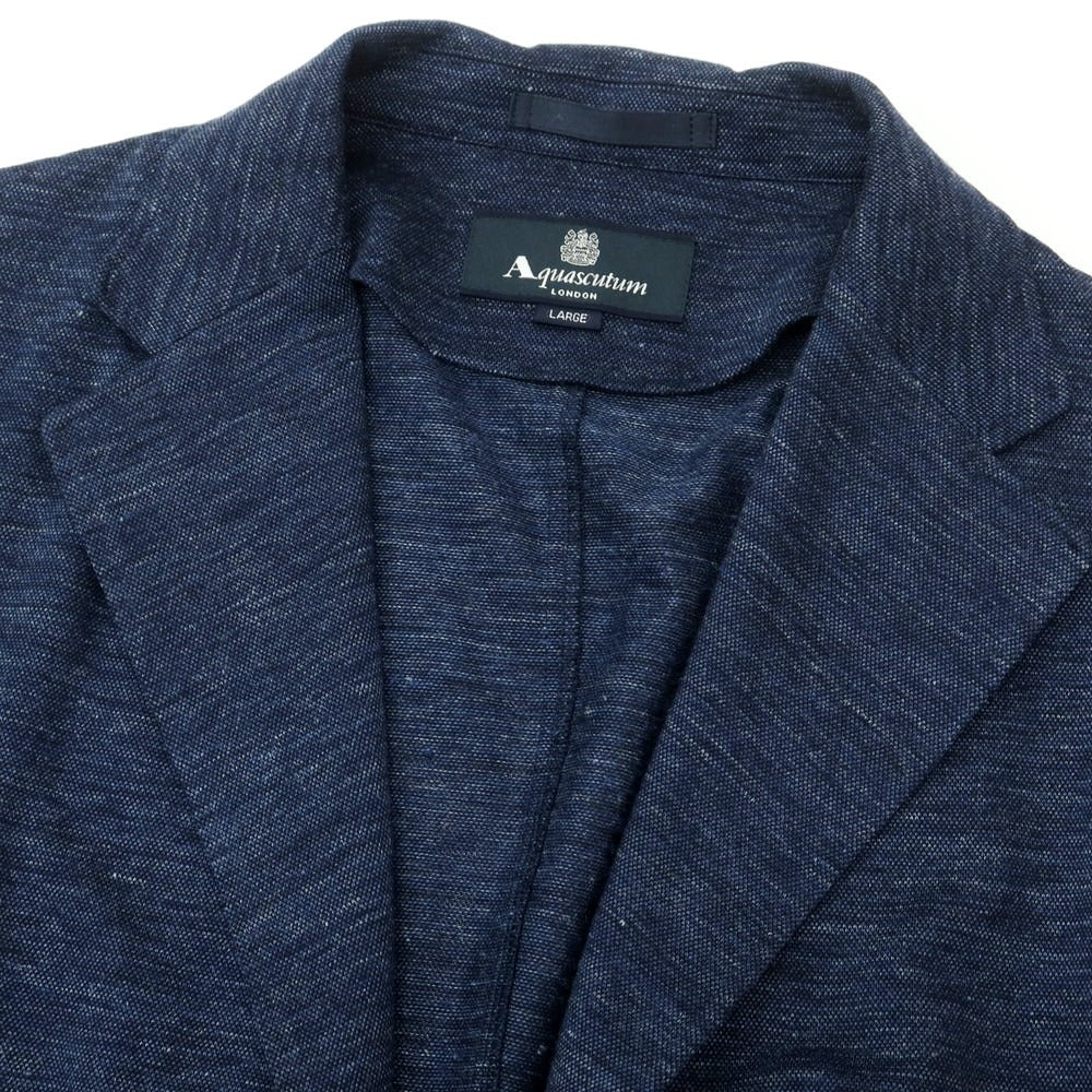 【中古】アクアスキュータム Aquascutum リネンコットンジャージー カジュアルジャケット ネイビー【 L 】【 状態ランクB 】【 メンズ 】