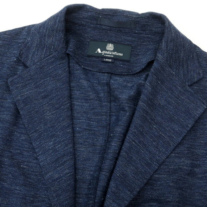 【中古】アクアスキュータム Aquascutum リネンコットンジャージー カジュアルジャケット ネイビー【 L 】【 状態ランクB 】【 メンズ 】