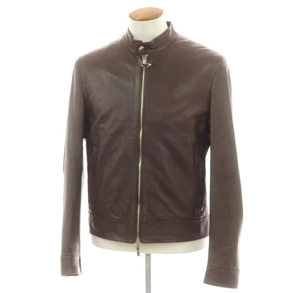 【中古】エンメティ EMMETI JURI ラムスキン シングルライダースジャケット ブラウン【 50 】【 状態ランクC 】【 メンズ 】