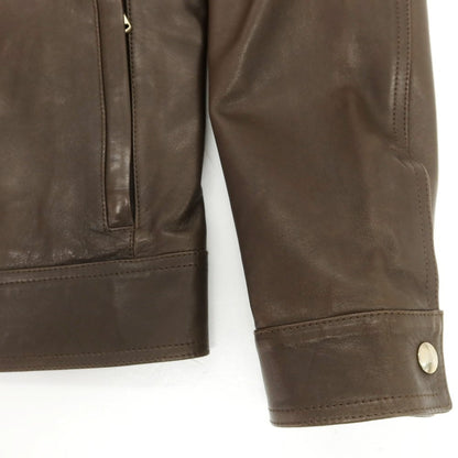 【中古】エンメティ EMMETI JURI ラムスキン シングルライダースジャケット ブラウン【 50 】【 状態ランクC 】【 メンズ 】