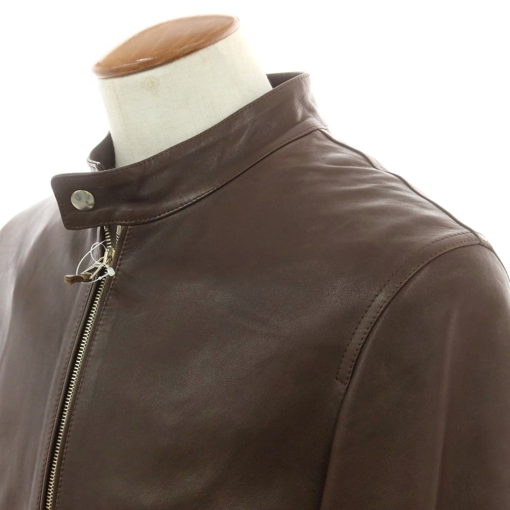【中古】エンメティ EMMETI JURI ラムスキン シングルライダースジャケット ブラウン【 50 】【 状態ランクC 】【 メンズ 】