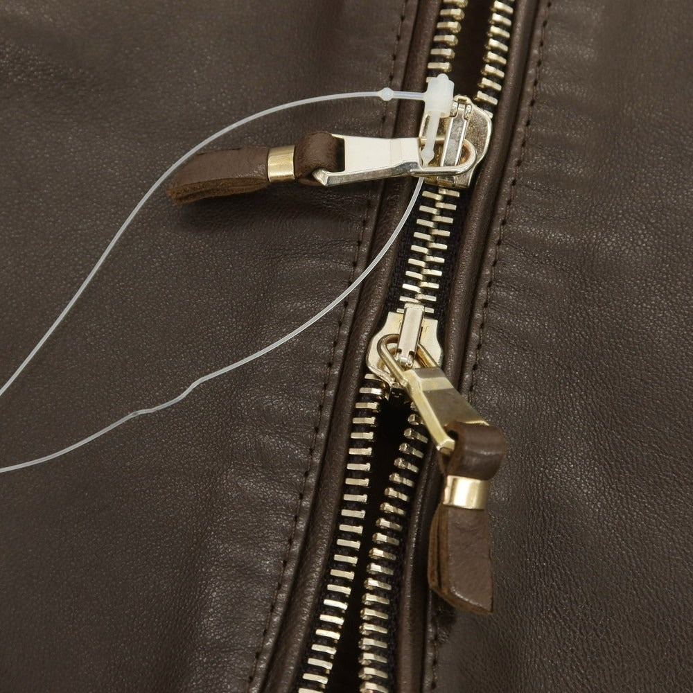 【中古】エンメティ EMMETI JURI ラムスキン シングルライダースジャケット ブラウン【 50 】【 状態ランクC 】【 メンズ 】