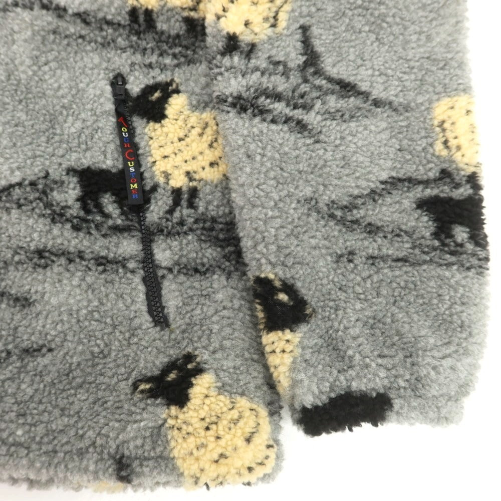 【中古】ファーフィールド オリジナル FARFIELD ORIGINAL ヒツジ柄 フリースジャケット グレーxブラック【 4 】【 状態ランクB 】【 メンズ 】