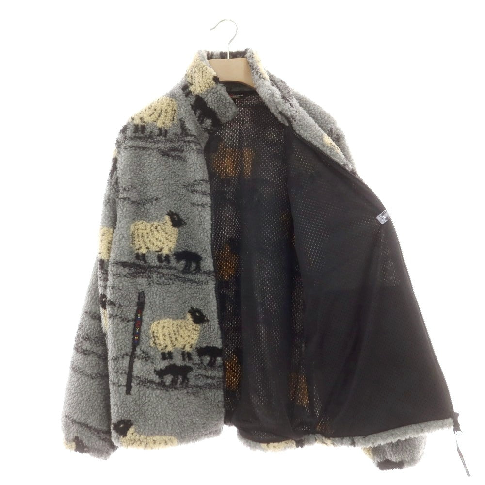 【中古】ファーフィールド オリジナル FARFIELD ORIGINAL ヒツジ柄 フリースジャケット グレーxブラック【サイズ4】【 状態ランクB 】【 メンズ 】[DPD]