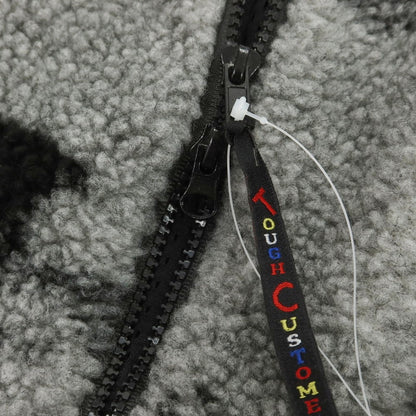 【中古】ファーフィールド オリジナル FARFIELD ORIGINAL ヒツジ柄 フリースジャケット グレーxブラック【 4 】【 状態ランクB 】【 メンズ 】