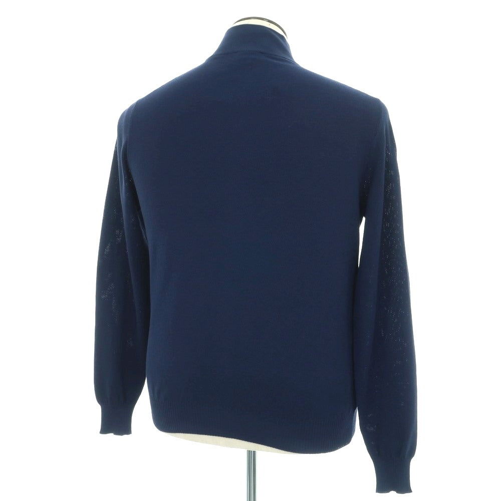 【中古】サンモリッツ S.MORITZ コットン スタンドカラー ニット カーディガン ネイビー【 48 】【 状態ランクA 】【 メンズ 】