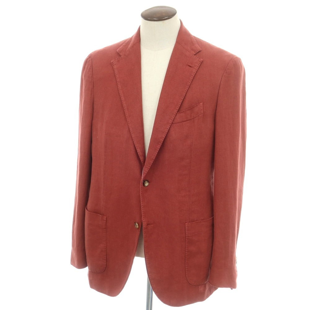 【中古】ラルディーニ LARDINI コットンラミーリネン テーラードジャケット テラコッタ系【 52 】【 状態ランクB 】【 メンズ 】