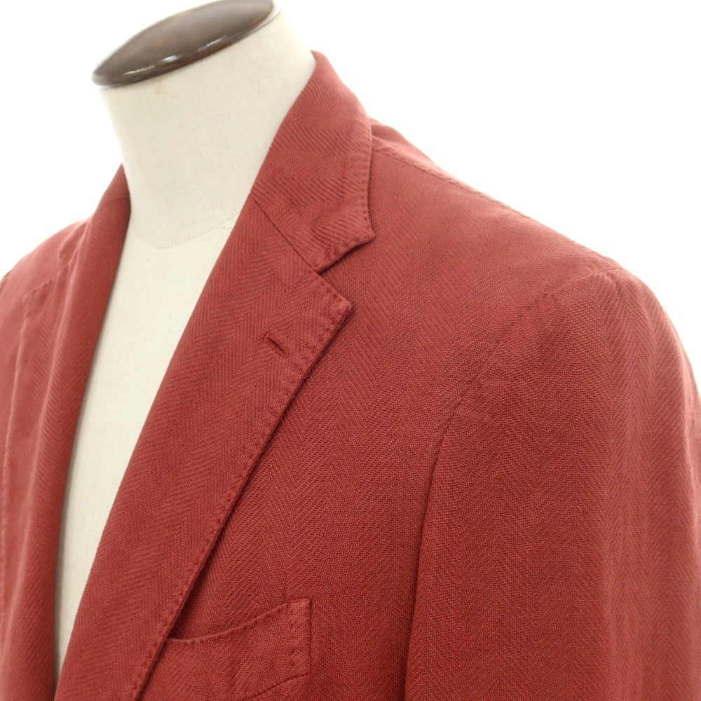 【中古】ラルディーニ LARDINI コットンラミーリネン テーラードジャケット テラコッタ系【 52 】【 状態ランクB 】【 メンズ 】 [DPD]