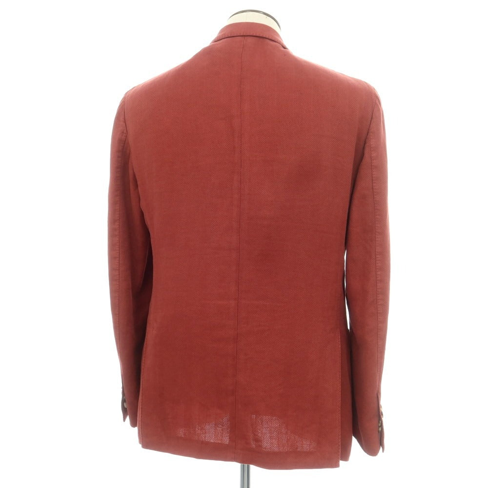 【中古】ラルディーニ LARDINI コットンラミーリネン テーラードジャケット テラコッタ系【 52 】【 状態ランクB 】【 メンズ 】 [DPD]