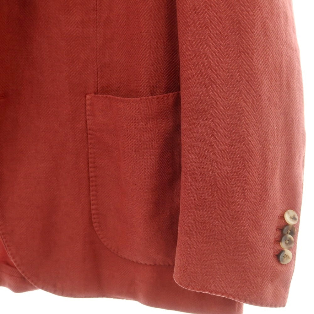 【中古】ラルディーニ LARDINI コットンラミーリネン テーラードジャケット テラコッタ系【 52 】【 状態ランクB 】【 メンズ 】 [DPD]