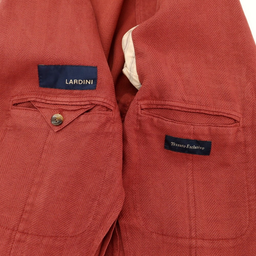 【中古】ラルディーニ LARDINI コットンラミーリネン テーラードジャケット テラコッタ系【 52 】【 状態ランクB 】【 メンズ 】 [DPD]