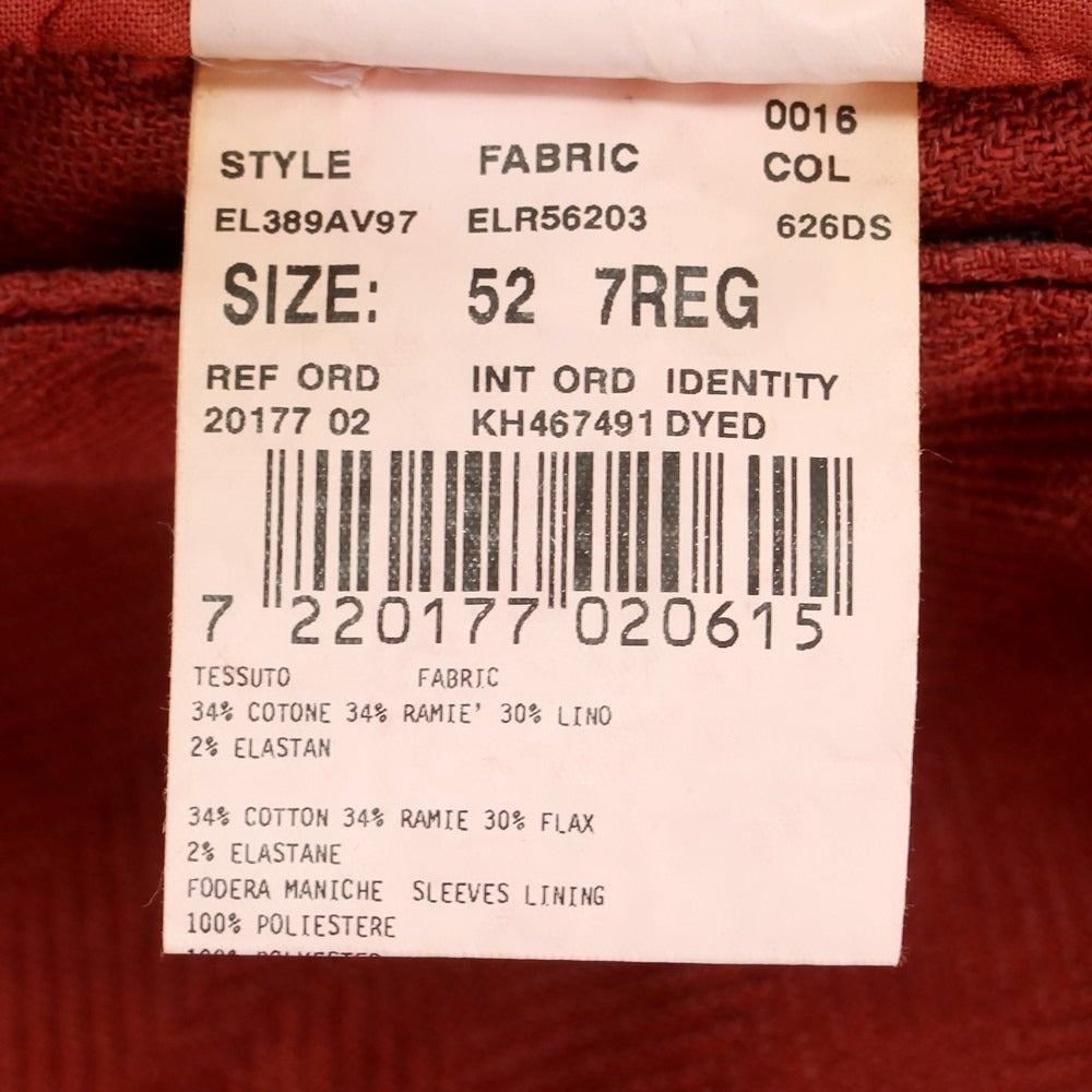 【中古】ラルディーニ LARDINI コットンラミーリネン テーラードジャケット テラコッタ系【 52 】【 状態ランクB 】【 メンズ 】 [DPD]