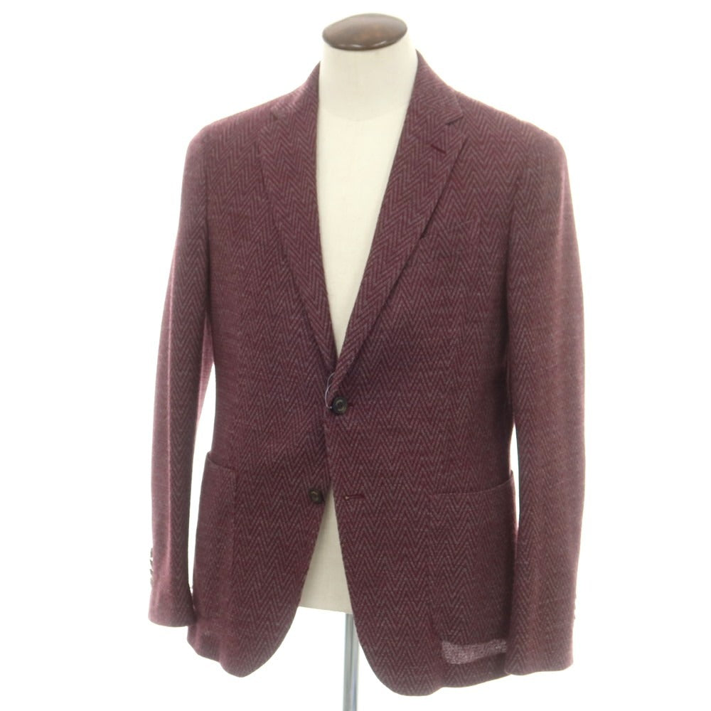 【中古】ラルディーニ LARDINI ウールナイロンジャージー カジュアルジャケット ワインxライトグレー【 52 】【 状態ランクB 】【 メンズ 】