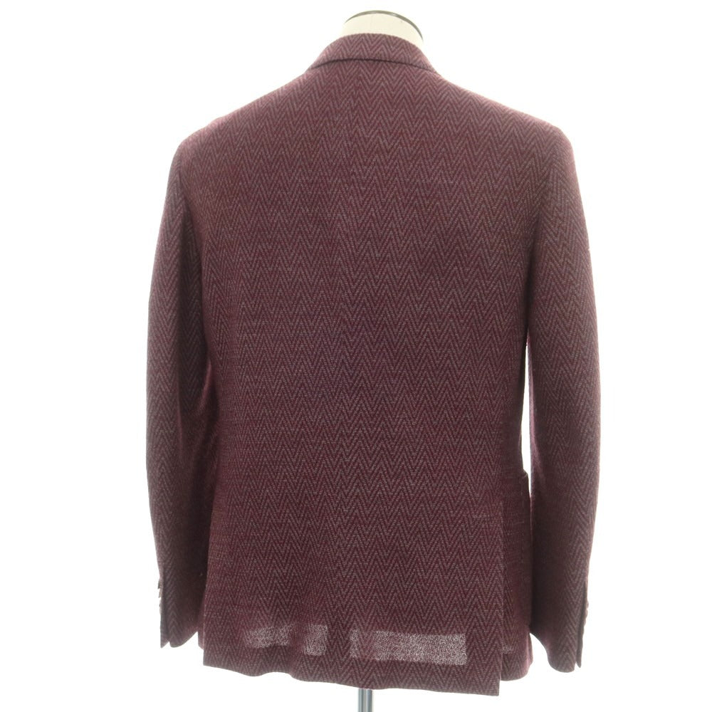 【中古】ラルディーニ LARDINI ウールナイロンジャージー カジュアルジャケット ワインxライトグレー【 52 】【 状態ランクB 】【 メンズ 】