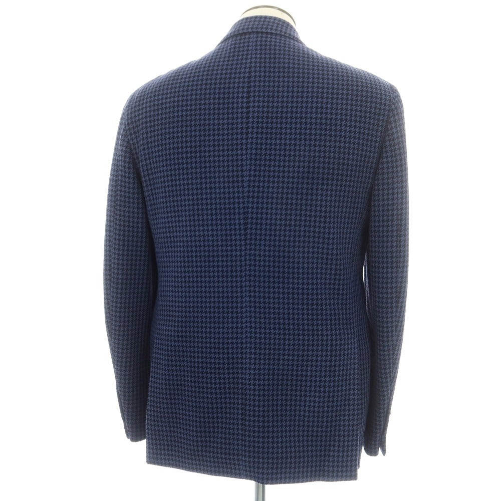 【中古】ラルディーニ LARDINI ストレッチウールナイロン ハウンドトゥース テーラードジャケット ブルーxダークネイビー【 52 】【 状態ランクD 】【 メンズ 】[EPD]