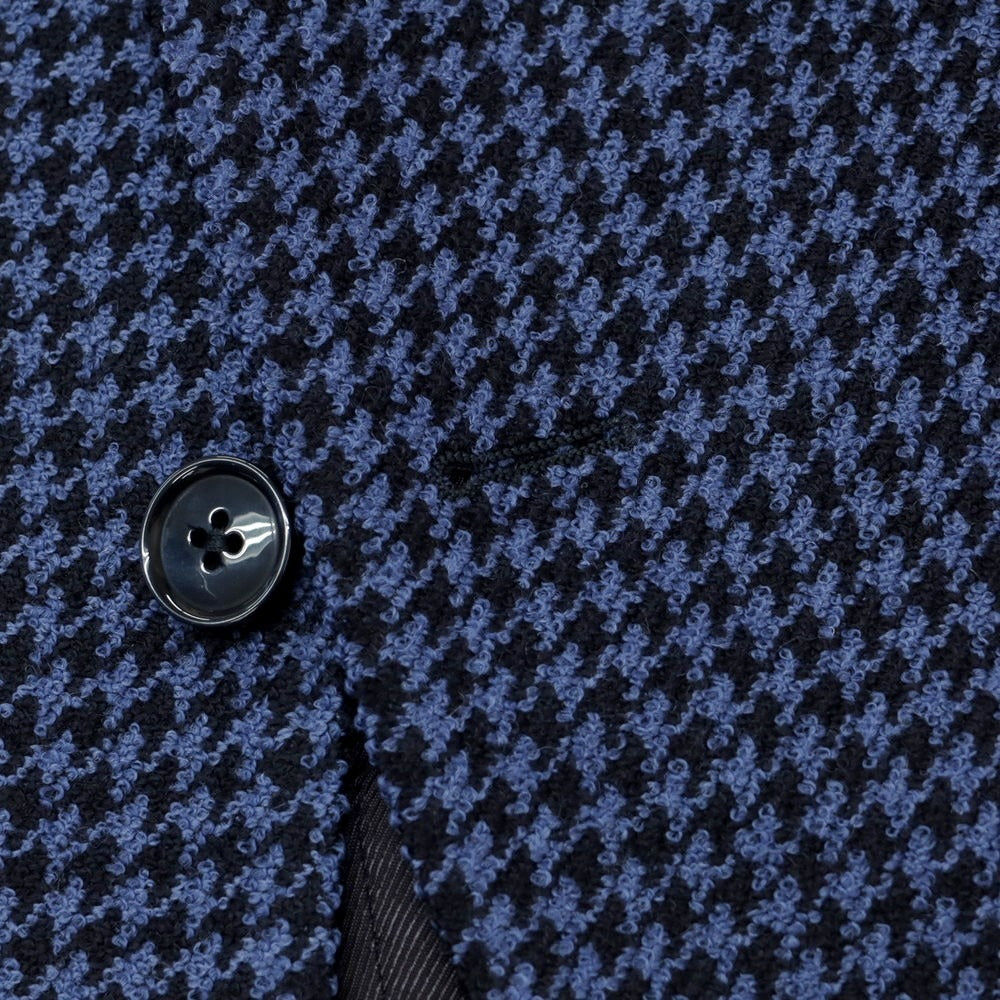 【中古】ラルディーニ LARDINI ストレッチウールナイロン ハウンドトゥース テーラードジャケット ブルーxダークネイビー【 52 】【 状態ランクD 】【 メンズ 】[EPD]