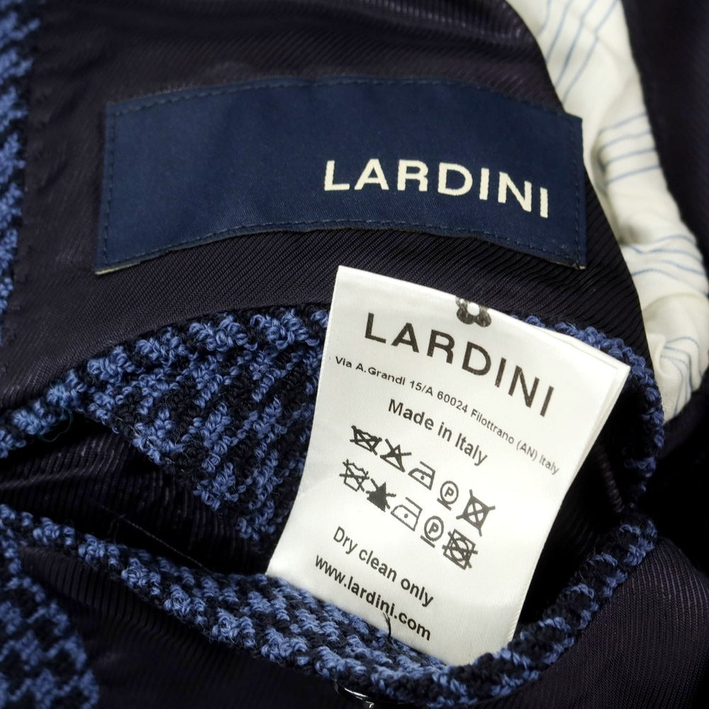 【中古】ラルディーニ LARDINI ストレッチウールナイロン ハウンドトゥース テーラードジャケット ブルーxダークネイビー【 52 】【 状態ランクD 】【 メンズ 】[EPD]
