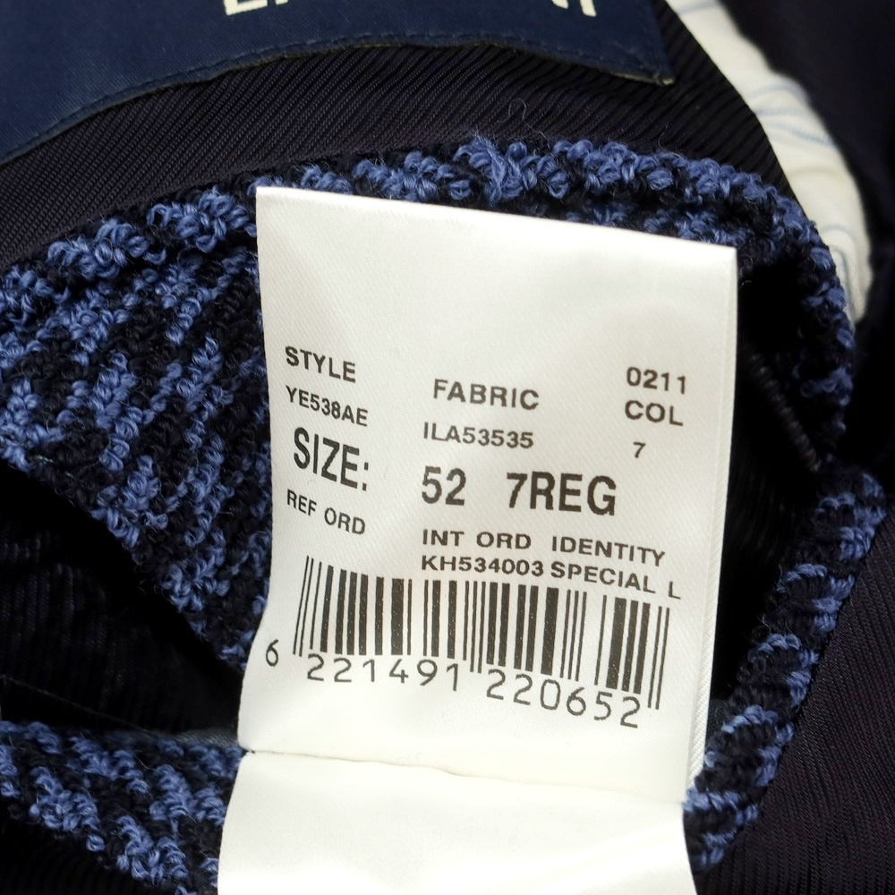 【中古】ラルディーニ LARDINI ストレッチウールナイロン ハウンドトゥース テーラードジャケット ブルーxダークネイビー【 52 】【 状態ランクD 】【 メンズ 】[EPD]