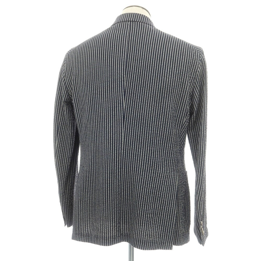 【中古】タリアトーレ TAGLIATORE シアサッカーコットン ダブルジャケット ネイビーxグレー系【 52 】【 状態ランクB 】【 メンズ 】