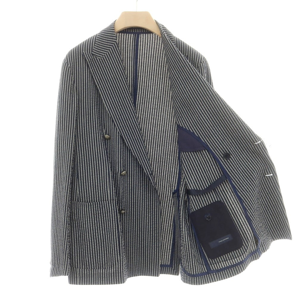 【中古】タリアトーレ TAGLIATORE シアサッカーコットン ダブルジャケット ネイビーxグレー系【 52 】【 状態ランクB 】【 メンズ 】