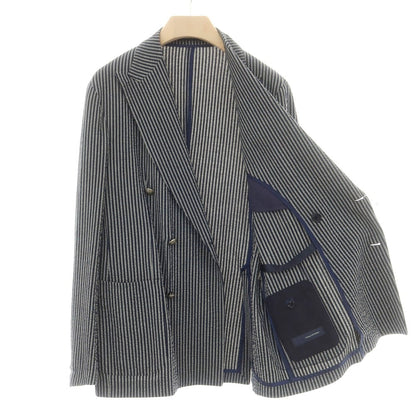 【中古】タリアトーレ TAGLIATORE シアサッカーコットン ダブルジャケット ネイビーxグレー系【 52 】【 状態ランクB 】【 メンズ 】