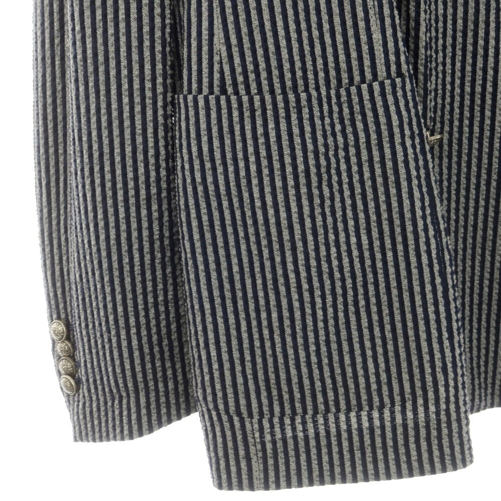 【中古】タリアトーレ TAGLIATORE シアサッカーコットン ダブルジャケット ネイビーxグレー系【 52 】【 状態ランクB 】【 メンズ 】
