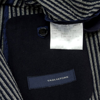 【中古】タリアトーレ TAGLIATORE シアサッカーコットン ダブルジャケット ネイビーxグレー系【 52 】【 状態ランクB 】【 メンズ 】