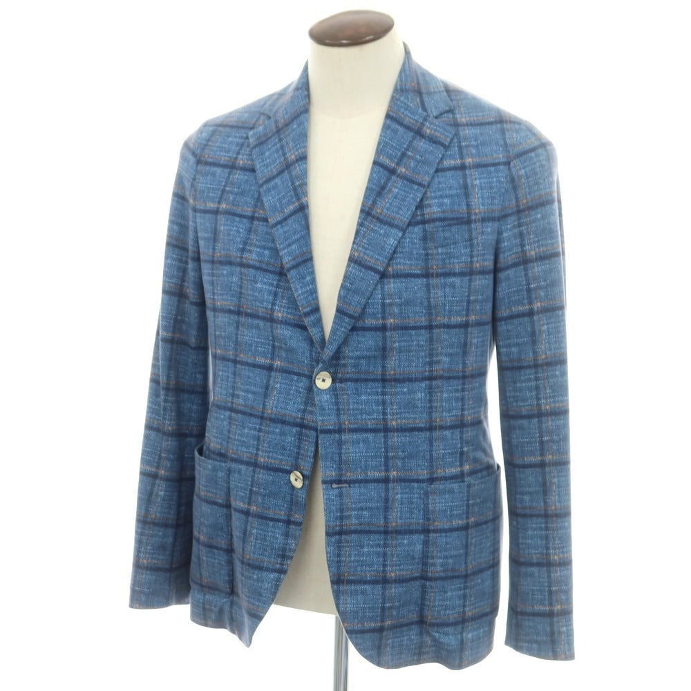 【中古】チルコロ1901 CIRCOLO 1901 チェックプリント コットンジャージー ジャケット ブルーxオレンジ【 50 】【 状態ランクD 】【 メンズ 】