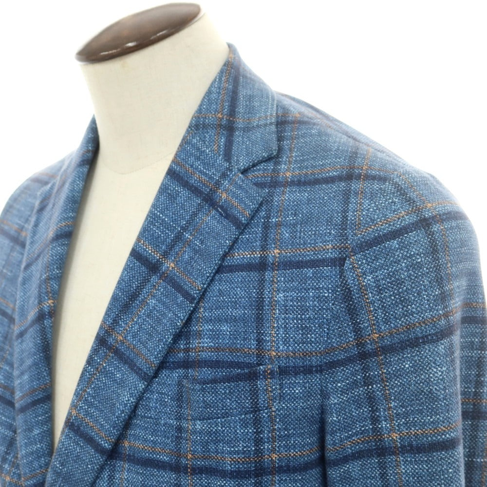 【中古】チルコロ1901 CIRCOLO 1901 チェックプリント コットンジャージー ジャケット ブルーxオレンジ【 50 】【 状態ランクD 】【 メンズ 】