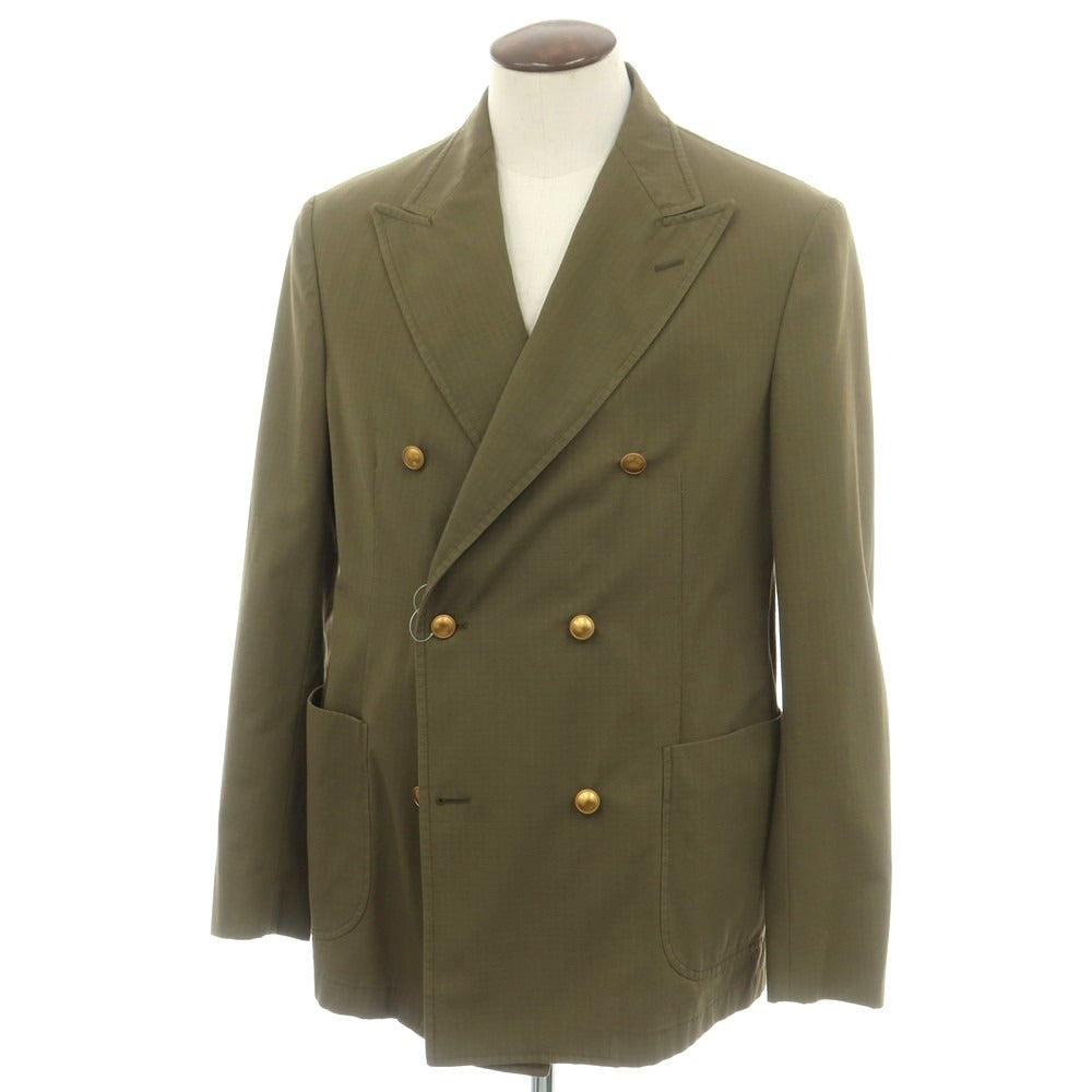 【中古】ザ ジジ THE GIGI コットンポリエステル ペイント ダブルジャケット オリーブ【 52 】【 状態ランクC 】【 メンズ 】