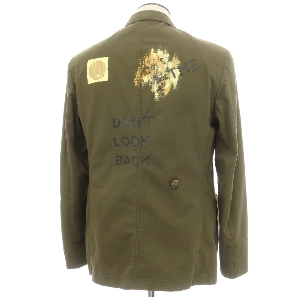 【中古】ザ ジジ THE GIGI コットンポリエステル ペイント ダブルジャケット オリーブ【 52 】【 状態ランクC 】【 メンズ 】