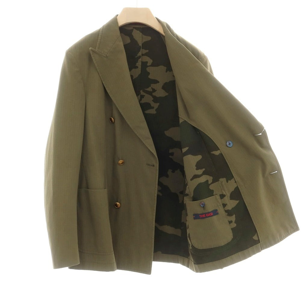 【中古】ザ ジジ THE GIGI コットンポリエステル ペイント ダブルジャケット オリーブ【 52 】【 状態ランクC 】【 メンズ 】