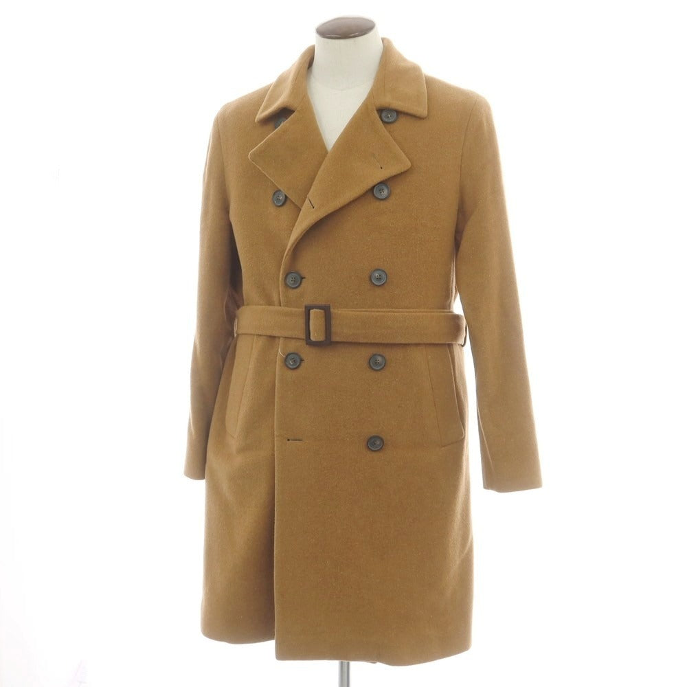 【中古】イーヴォ Hevo ウールポリエステル ダブルブレストコート キャメル【 54 】【 状態ランクB 】【 メンズ 】