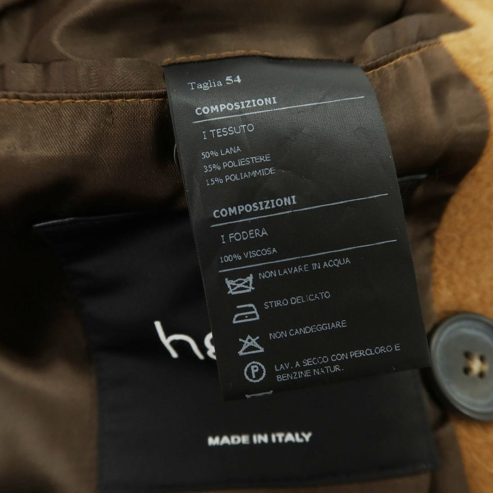 【中古】イーヴォ Hevo ウールポリエステル ダブルブレストコート キャメル【 54 】【 状態ランクB 】【 メンズ 】