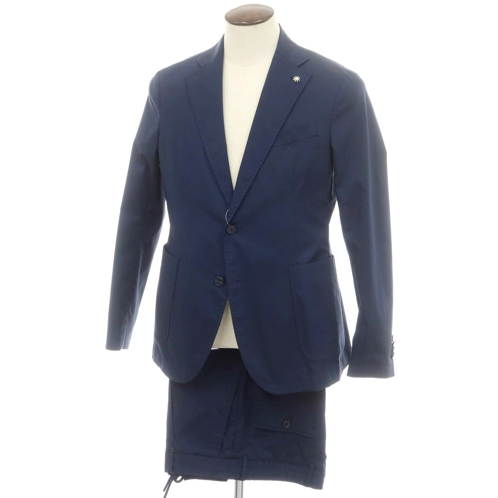 【中古】マニュエル リッツ MANUEL RITZ ストレッチコットンナイロン 2つボタンスーツ ネイビー系【 52 】【 状態ランクB 】【 メンズ 】