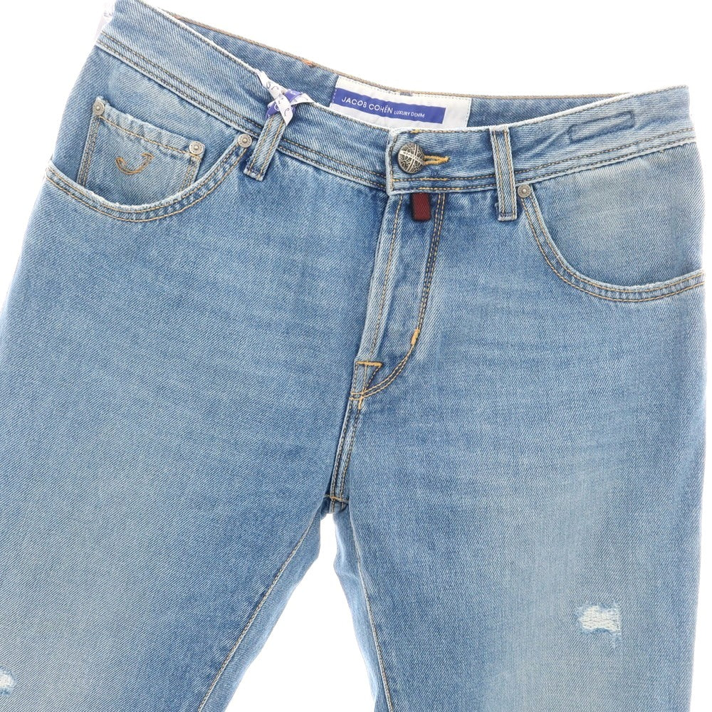 【新品アウトレット】ヤコブコーエン JACOB COHEN リペア加工 SCOTT コットン ジーンズ デニムパンツ ライトブルー【 34 】【 状態ランクN- 】【 メンズ 】