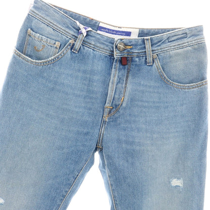 【新品アウトレット】ヤコブコーエン JACOB COHEN リペア加工 SCOTT コットン ジーンズ デニムパンツ ライトブルー【 34 】【 状態ランクN- 】【 メンズ 】