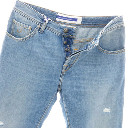 【新品アウトレット】ヤコブコーエン JACOB COHEN リペア加工 SCOTT コットン ジーンズ デニムパンツ ライトブルー【 34 】【 状態ランクN- 】【 メンズ 】