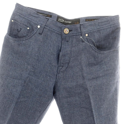 【新品アウトレット】ヤコブコーエン JACOB COHEN SCOTT PREMIUM EDITION リネン 5ポケットパンツ ネイビー【 34 】【 状態ランクN- 】【 メンズ 】