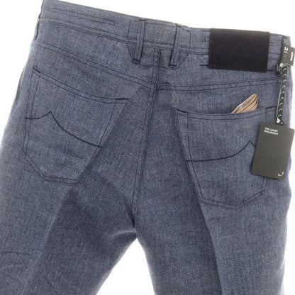 【新品アウトレット】ヤコブコーエン JACOB COHEN SCOTT PREMIUM EDITION リネン 5ポケットパンツ ネイビー【 34 】【 状態ランクN- 】【 メンズ 】