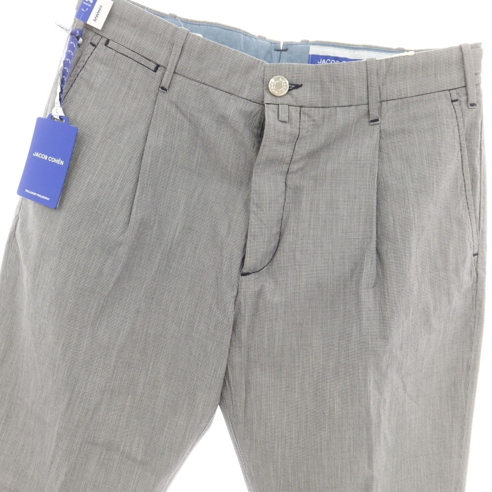 【新品】ヤコブコーエン JACOB COHEN HENRY ストレッチ コットンリヨセル ハウンドトゥース カジュアルスラックスパンツ ネイビーxホワイト【 34 】【 状態ランクN 】【 メンズ 】