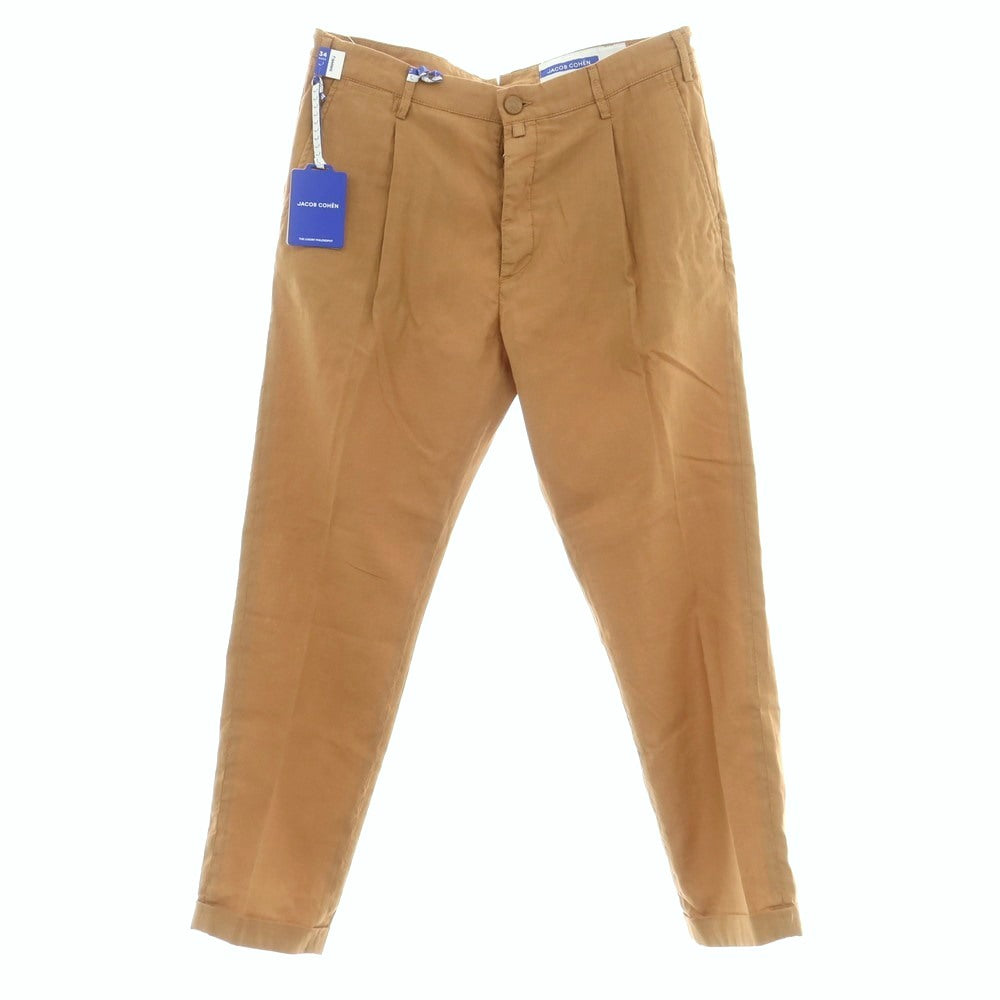 【新品アウトレット】ヤコブコーエン JACOB COHEN HENRY ストレッチ リネンコットン カジュアルスラックスパンツ キャメルブラウン系【 34 】【 状態ランクN- 】【 メンズ 】