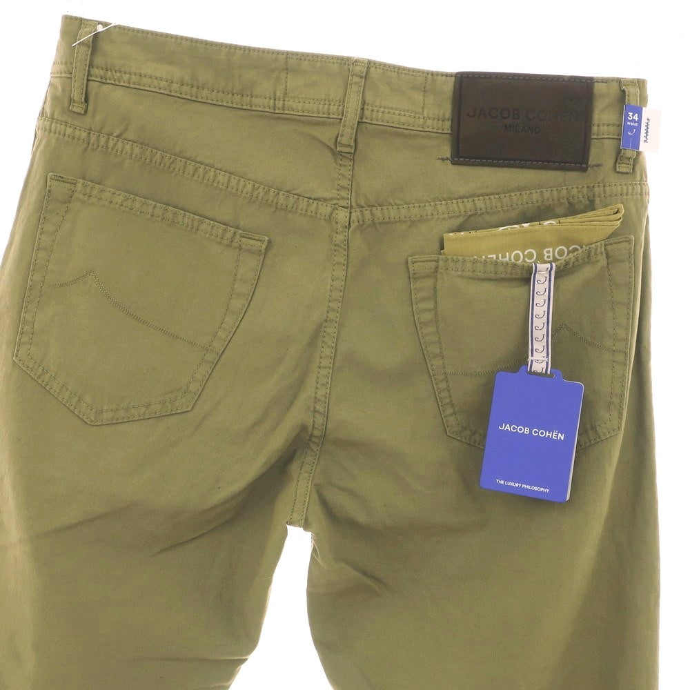 【新品アウトレット】ヤコブコーエン JACOB COHEN EDUARD ストレッチ リヨセルコットンリネン 5ポケットパンツ オリーブ【 34 】【 状態ランクN- 】【 メンズ 】