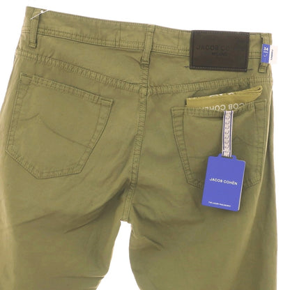 【新品アウトレット】ヤコブコーエン JACOB COHEN EDUARD ストレッチ リヨセルコットンリネン 5ポケットパンツ オリーブ【 34 】【 状態ランクN- 】【 メンズ 】