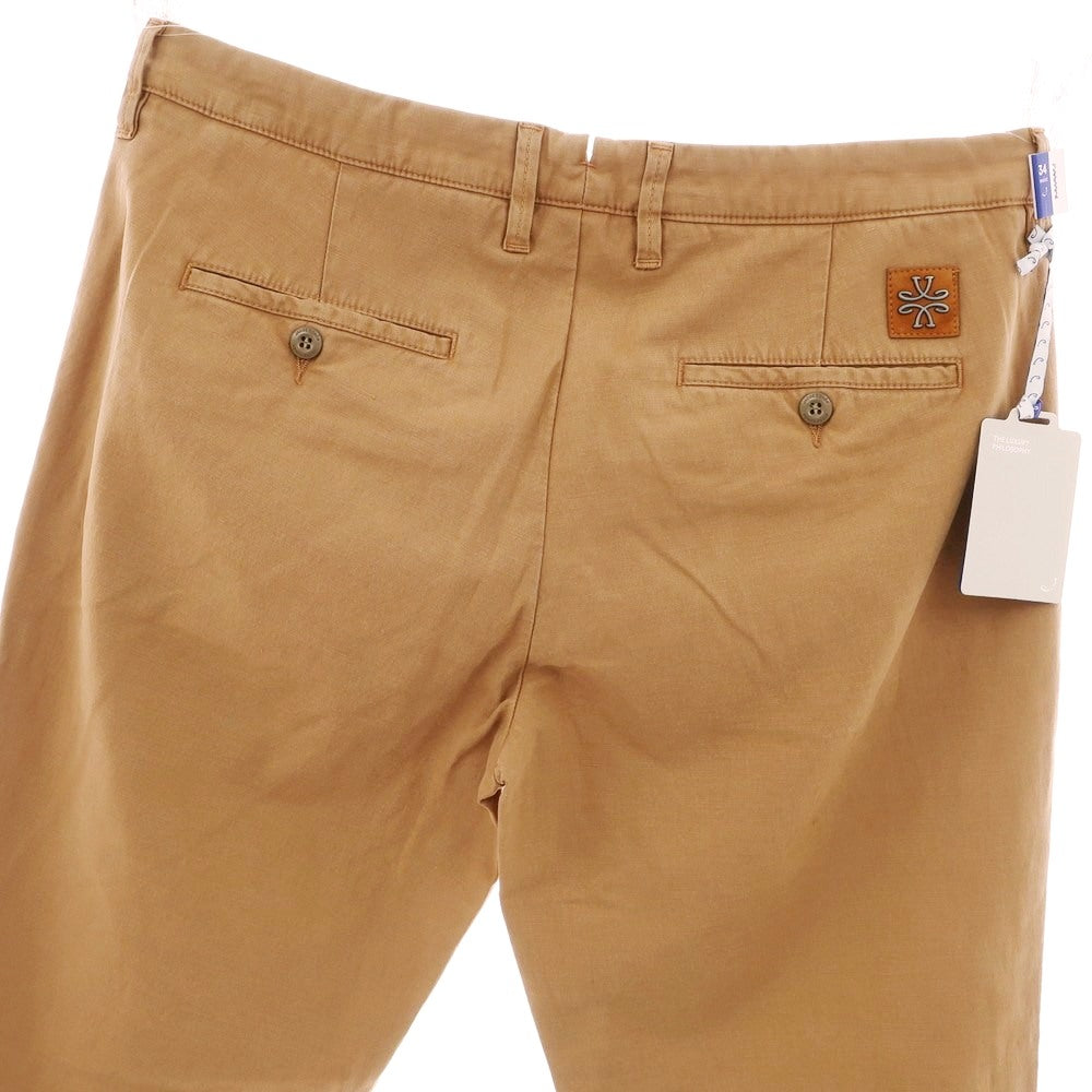 【新品】ヤコブコーエン JACOB COHEN BOBBY 2 ストレッチ リヨセルコットンリネン カジュアルスラックスパンツ ライトブラウン【サイズ34】【 状態ランクN 】【 メンズ 】[EPD]