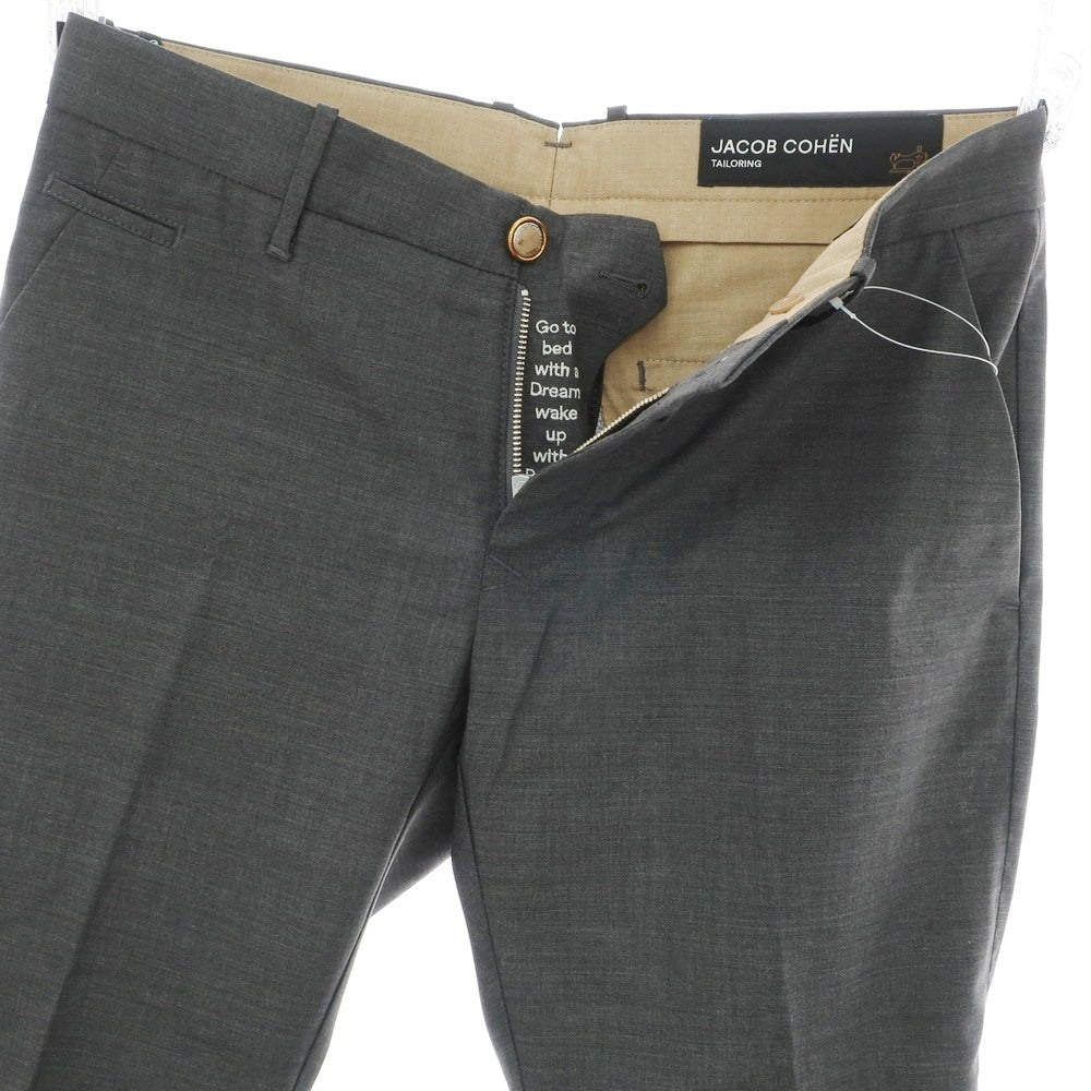 【新品】ヤコブコーエン JACOB COHEN BOBBY ストレッチ ウール カジュアルスラックスパンツ ダークグレー【 34 】【 状態ランクN 】【 メンズ 】